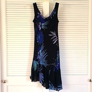 Eva Blue Petite Sleeveless Cowlneck Asymmetrical Dress. Size 10P  Black